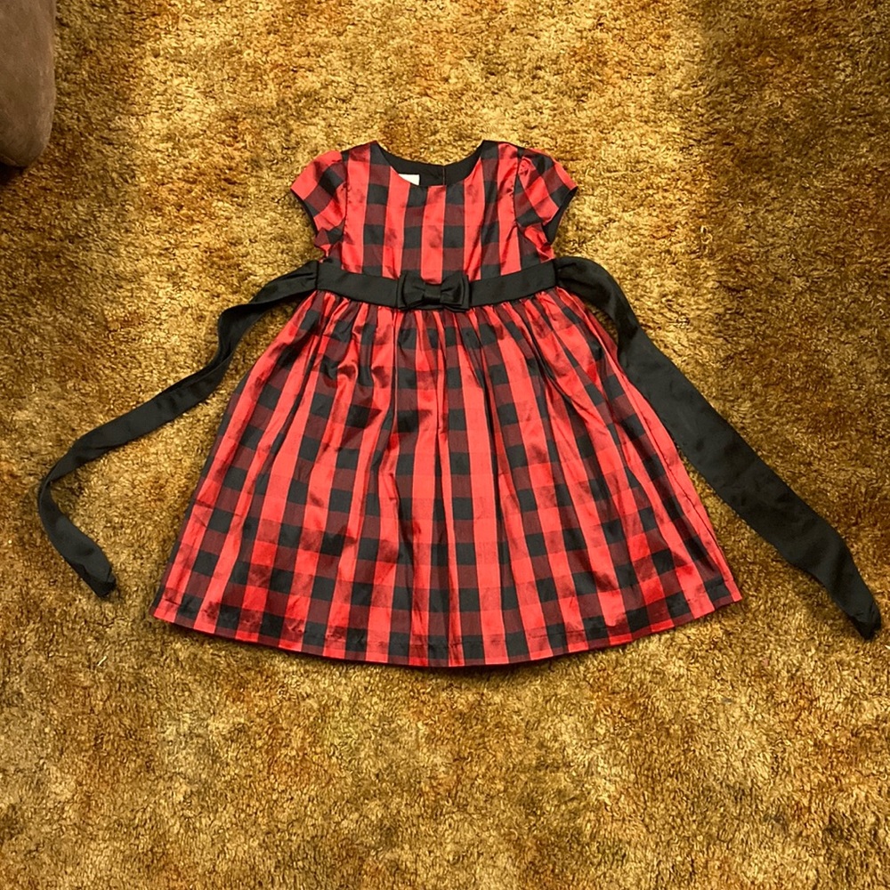 ♥️🏁 Marmellata Girls Red and Black Plaid Layered Christmas Dress Size 4T